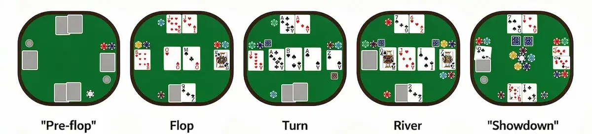 วิธีเล่น Texas Hold'em ใน โป๊กเกอร์ เงิน จริง ตั้งแต่ต้นจนจบ